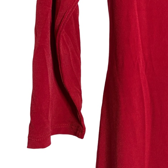 Catherine Malandrino Red Midi Dress Boat Neck Modest Draped Faux Wrap Large L - Picture 11 of 15